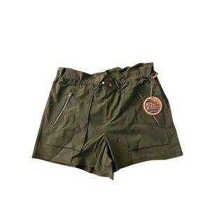 C&C California Olive Green Cargo Utility Shorts High Waisted Zip Pockets, Medium